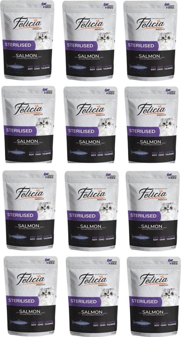 Felicia Tahılısız Sterilized Kısır Somonlu Yaş Mama 85 Gr. X 12 Adet - Image 1