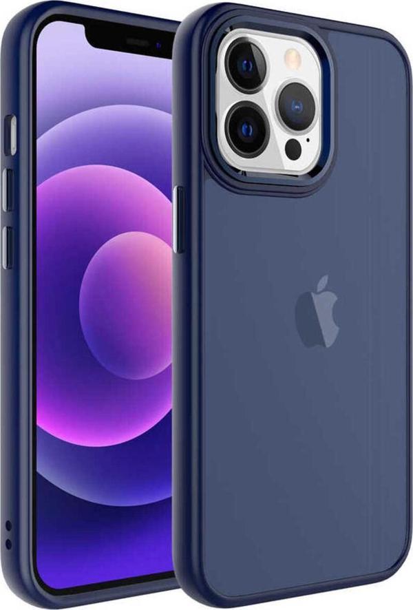 Noir318 İphone 13 Pro Max Uyumlu Buzlu Sert Pc Zore May Kılıf-Lacivert - Image 1