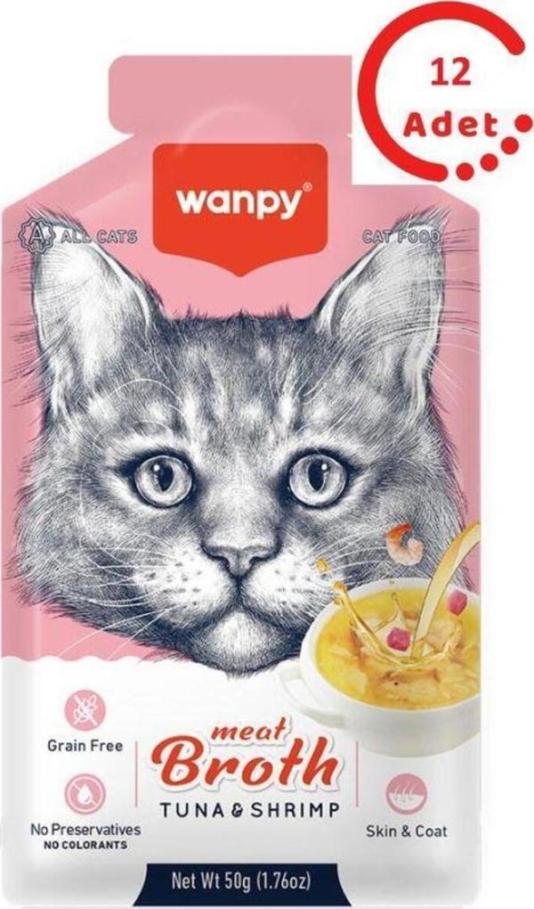 Wanpy Karidesli Ton Balıklı Kedi Çorbası 50 Gr X 12 Adet - Image 1