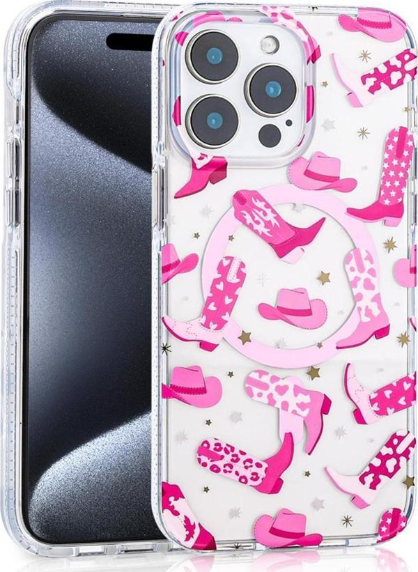 Kılıftech İphone 16 Pro Max Uyumlu Kılıf Magsafe Şarj Özellikli Zore Stilo Kapak-Pembe - Image 1