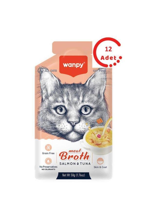 Wanpy Somonlu Ve Ton Balıklı Kedi Çorbası 50 Gr X 12 Adet - Image 1