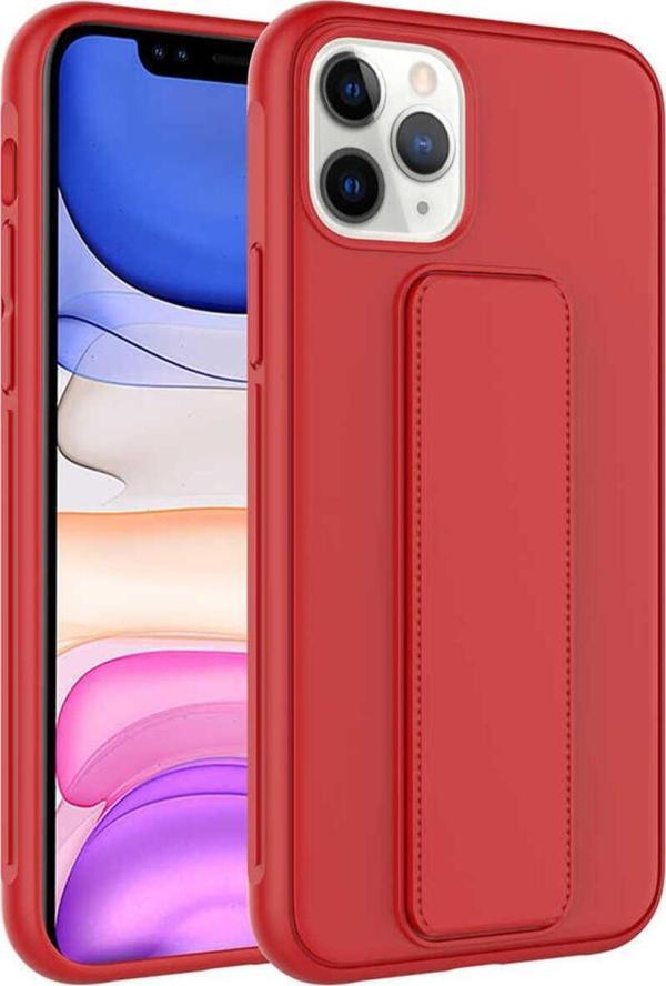 Kılıftech İphone 11 Pro Max Uyumlu Zore Qstand Kılıf-Kırmızı - Image 1