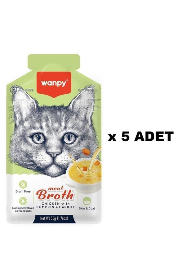 Wanpy Kediler İçin Bal Kabağı & Havuçlu Tavuk Eti Çorbası 50 Gr X 5 Adet - Image 1