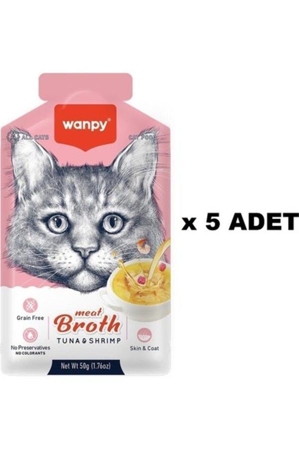 Wanpy Kediler Için Karidesli Ton Balığı Eti Çorbası 50 Gr X 5 Adet - Image 1