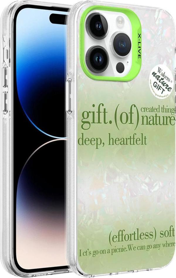 Eflink İphone 14 Pro Max Uyumlu Mermer Desenli Zore Marbello Kılıf-Yeşil - Image 1
