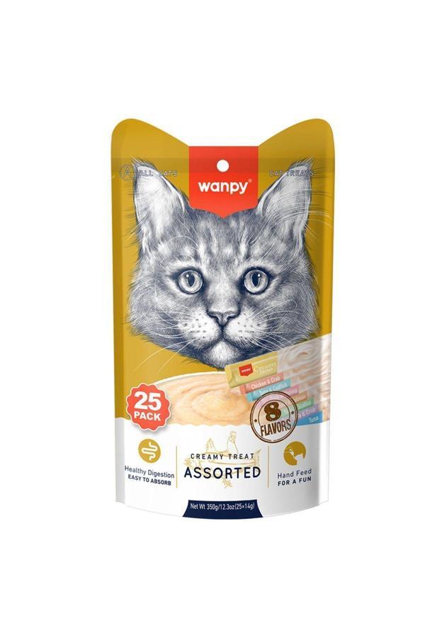 Wanpy Karışık 8 Lezzetli Krema Kedi Ödülü 25*14 Gr - Image 1
