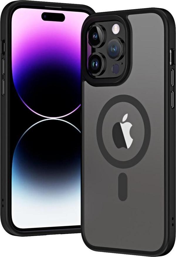 Kılıftech İphone 14 Pro Uyumlu Wireless Şarj Özellikli Zore Hibrit Magsafe Kılıf-Siyah - Image 1