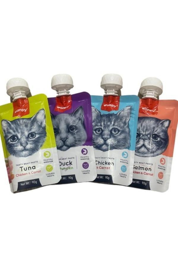 Wanpy Tasty Meat Paste Taze Sıvı Kedi Ödül Maması Kedi Ödül Maması 4X90Gr - Image 1