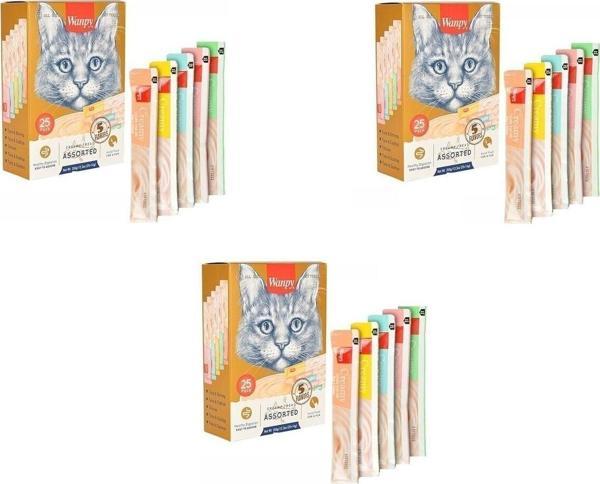 Wanpy Kedi Ödül Sıvısı Karışık Ton-Karides-Tavuk-Balık-Somon 75 Adet X 14 Gram - Image 1