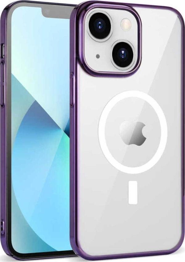 Safa İphone 14 Uyumlu Csk Zore Wireless Şarj Özellikli Pixel Magsafe Kılıf-Derin Mor - Image 1