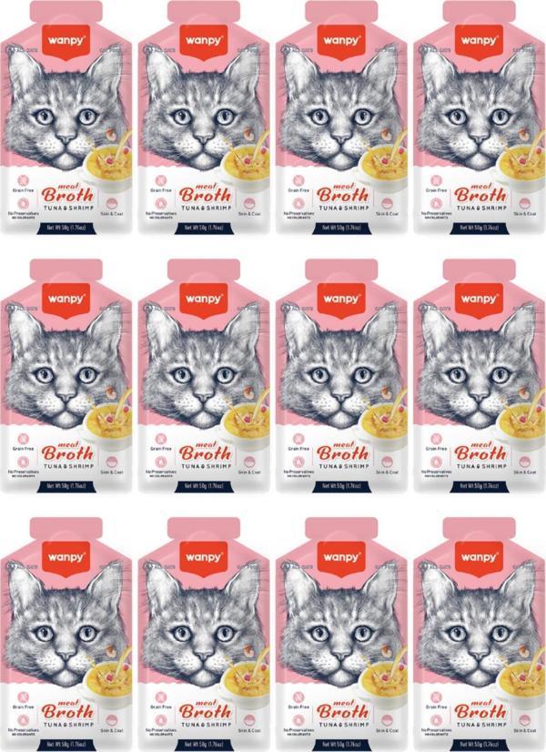 Wanpy Ton Balıklı Ve Karidesli Tahılsız Kedi Çorbası 50Gr - 12 Adet - Image 1