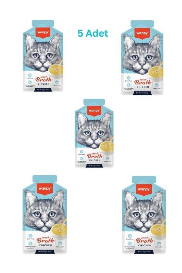 Wanpy Kediler İçin Tavuk Eti Çorbası 50G X 5 Adet - Image 1