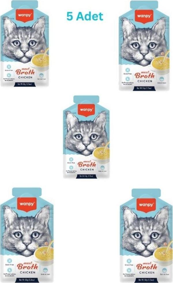 Wanpy Kediler İçin Tavuk Eti Çorbası 50G X 5 Adet - Image 1