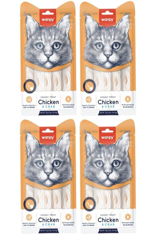 Wanpy Tavuk & Yengeç Sıvı Kedi Ödül Maması 5X14 Gr. (4 Adet) - Image 1