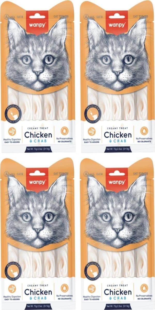 Wanpy Tavuk & Yengeç Sıvı Kedi Ödül Maması 5X14 Gr. (4 Adet) - Image 1