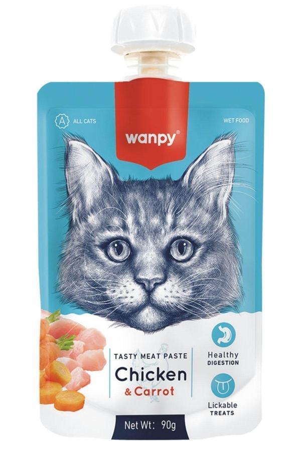 Wanpy Tasty Meat Paste Taze Tavuklu Havuçlu Kedi Et Ezmesi Sıvı Ödül Maması 90 Gr 1 Adet - Image 1