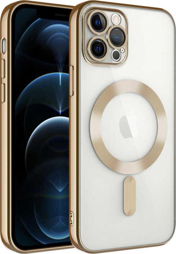 Safa İphone 12 Pro Uyumlu Kamera Korumalı Magsafe Wireless Şarj Özellikli Zore Demre Kılıf-Gold - Image 1