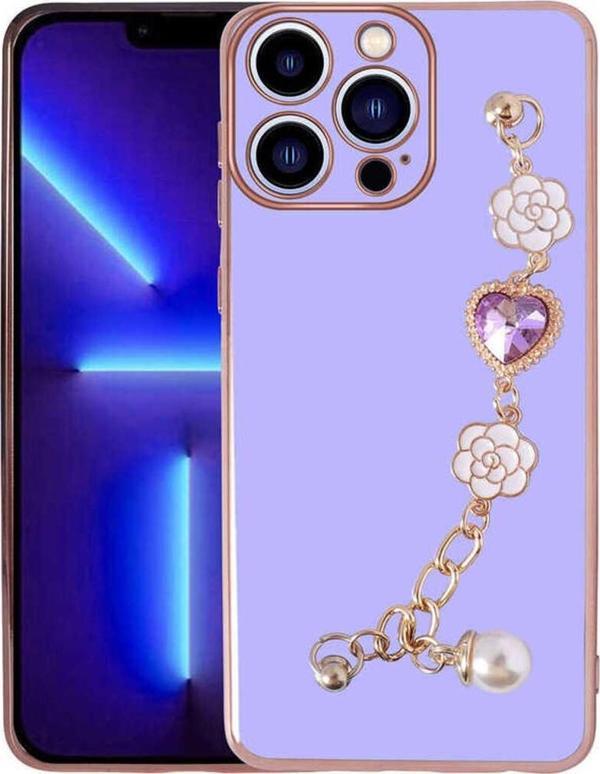 Zore İphone 12 Pro Max Uyumlu El Tutamaçlı Kamera Korumalı Taka Silikon Kılıf-Mor - Image 1