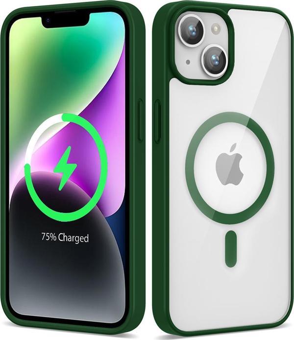 Safa İphone 14 Uyumlu Magsafe Wireless Şarj Özellikli Silikon Zore Ege Kılıf-Koyu Yeşil - Image 1