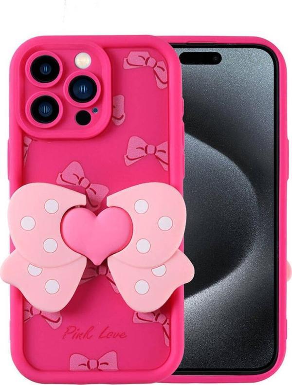 Noir318 İphone 15 Pro Max Kılıf Kamera Korumalı Figür Tasarımlı Zore Kapya Kapak-Pembe Koyu - Image 1
