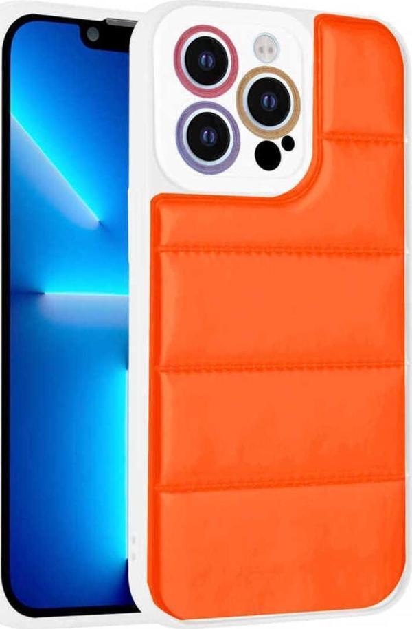 Fly Gifts İphone 13 Pro Uyumlu Kamera Korumalı Aihttgli Renkli Zore Seksek Kılıf-Turuncu - Image 1