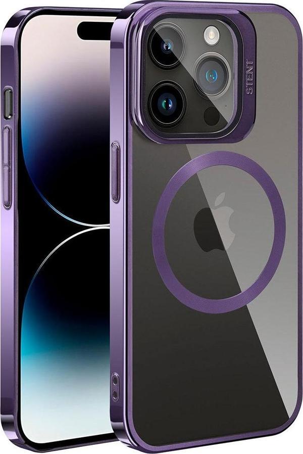 Ardemix İphone 14 Pro Max Uyumlu Magsafe Wireless Şarj Özellikli Standlı Zore Klon Kılıf-Derin Mor - Image 1
