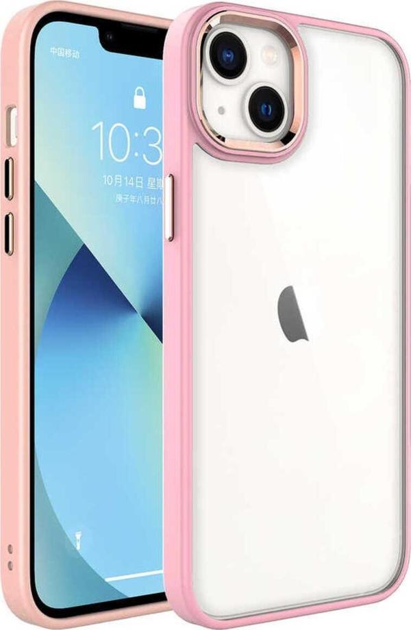 Nüanstek İphone 14 Plus Uyumlu Zore Krom Kılıf-Pembe Açık - Image 1