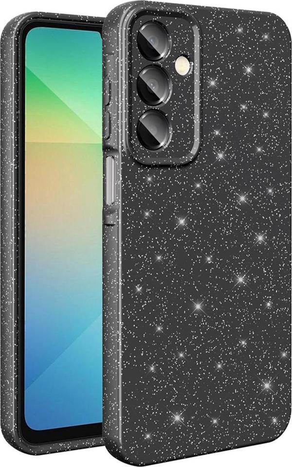 Fzd Global Galaxy A16 Kılıf Kamera Korumalı Simli Lüks Fzd Koton Kapak - Siyah - Image 1