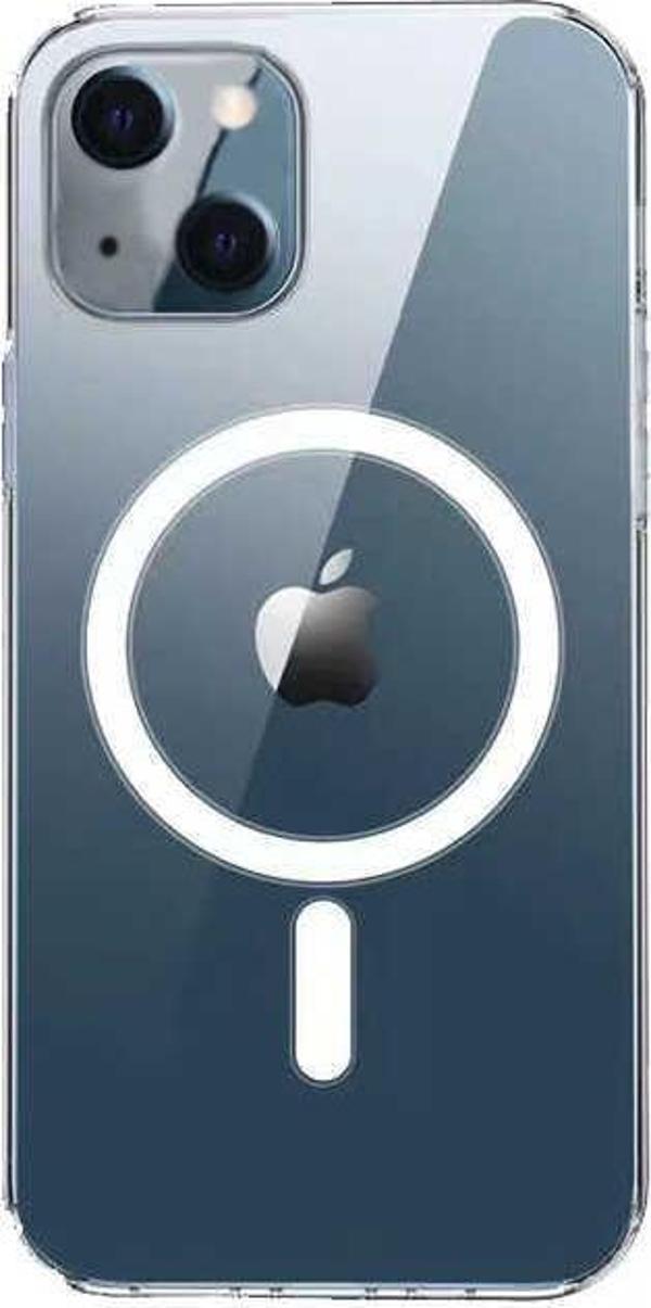 Apple iPhone 13 Kılıf Fuchsia Tacsafe Wireless Şarj Uyumlu Şeffaf Kapak Kablosuz Şarj Uyumlu - Image 1