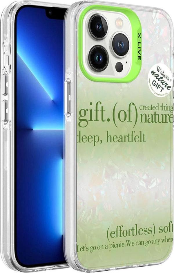 Gng Home İphone 13 Pro Max Uyumlu Mermer Desenli Zore Marbello Kılıf-Yeşil - Image 1