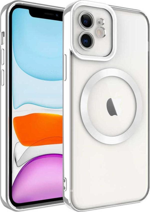 Gng Home İphone 11 Uyumlu Magsafe Wireless Şarj Özellikli Zore Setro Silikon-Gümüş - Image 1