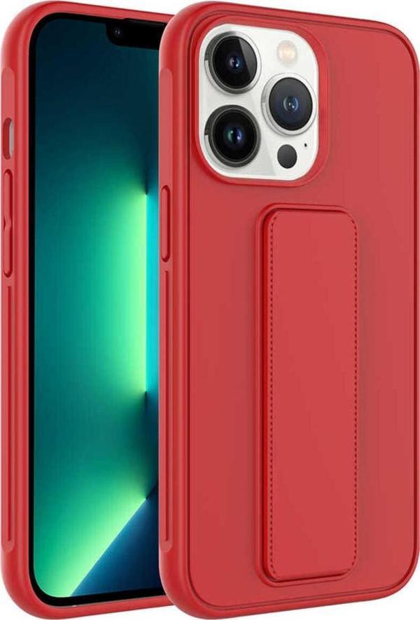 Lumena İphone 13 Pro Uyumlu Zore Qstand Kılıf-Kırmızı - Image 1