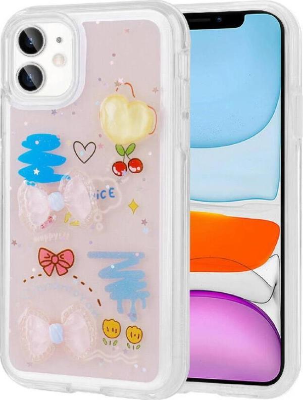 Kılıftech İphone 11 Uyumlu Kabartma Figürlü Parlak Zore Minimini Silikon Kılıf-Pembe - Image 1