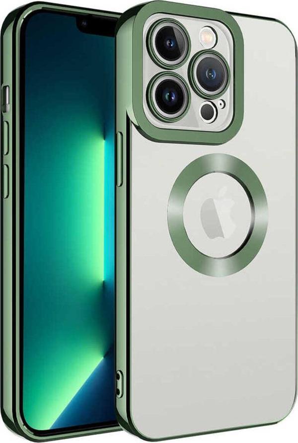 Marselit İphone 12 Pro Max Uyumlu Kamera Korumalı Logo Gösteren Zore Omega Kılıf-Yeşil - Image 1