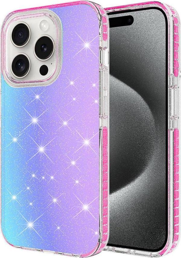 Safa İphone 15 Pro Max Uyumlu Parlak Renk Geçişli Zore Velle Kılıf-Pembe Koyu - Image 1