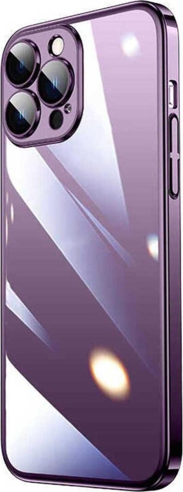 Zen Aksesuar İphone 14 Pro Uyumlu Sert Pc Renkli Çerçeveli Zore Riksos Kılıf-Derin Mor - Image 1