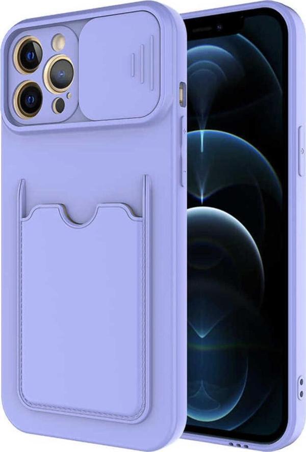 Marselit İphone 12 Pro Uyumlu  Kartix Kılıf-Lila - Image 1