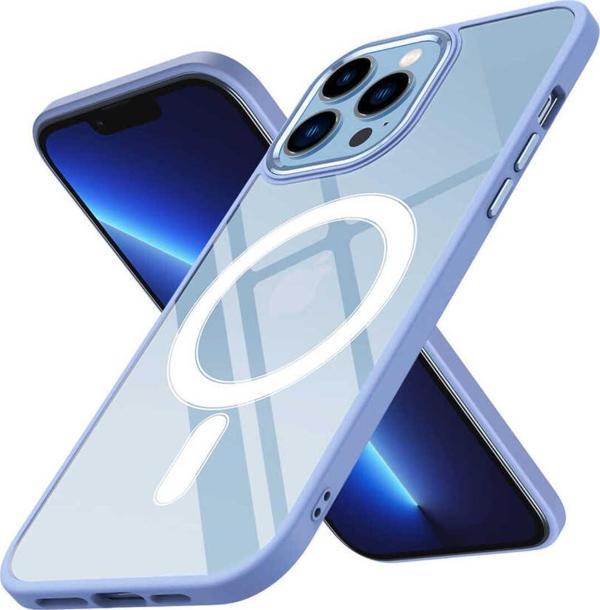 Kılıftech İphone 12 Pro Max Uyumlu Wireless Şarj Özellikli Zore Krom Magsafe Silikon Kılıf-Lila - Image 1