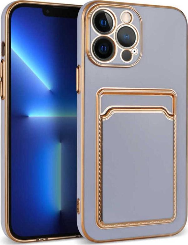 Kılıftech İphone 12 Pro Max Uyumlu Zore Bark Kartlıklı Kılıf-Lila - Image 1