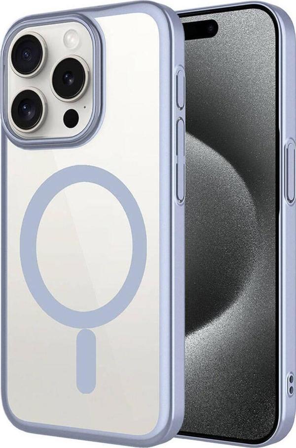 Marselit İphone 15 Pro Max Uyumlu Wireless Şarj Özellikli Sert Pc Zore Mat Riksos Magsafe Kılıf-Gri - Image 1