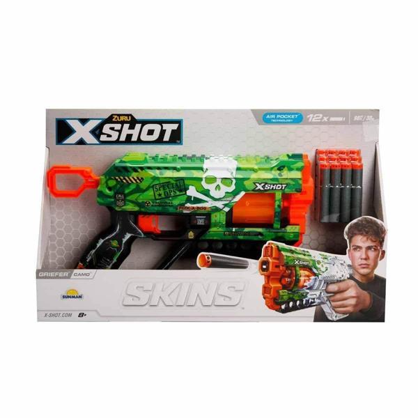 36561 X-Shot Skins Griefer 12 Mermili Sünger Dart Atan Silah 32cm Kız Erkek Çocuk Oyuncak Eğitici Oy - Image 1