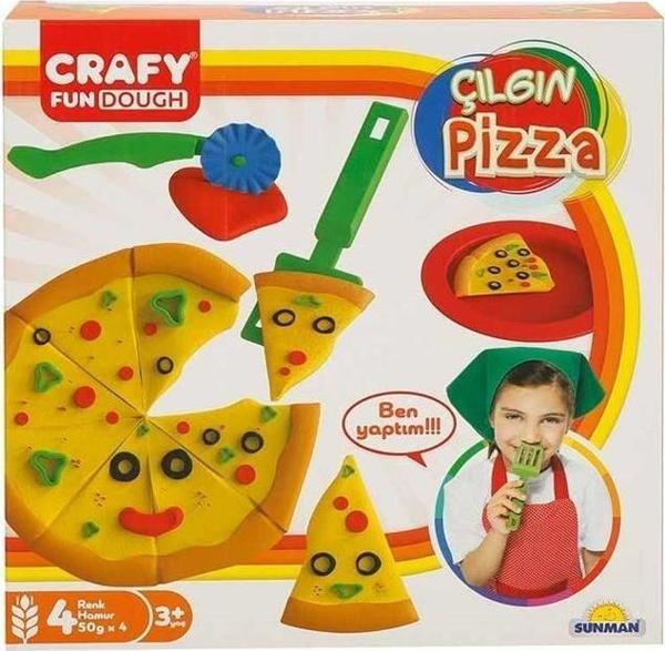 Crafy Çılgın Pizza Oyun Hamuru Seti 200 g 10 Parça Kız Erkek Çocuk Oyuncak Eğitici Oyuncaklar - Image 1