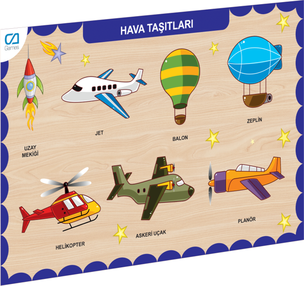 CAAHS-3202 CA GAMES AHŞAP HAVA TAŞITLARI BUL-TAK Kız Erkek Çocuk Oyuncak Eğitici Oyuncaklar - Image 1