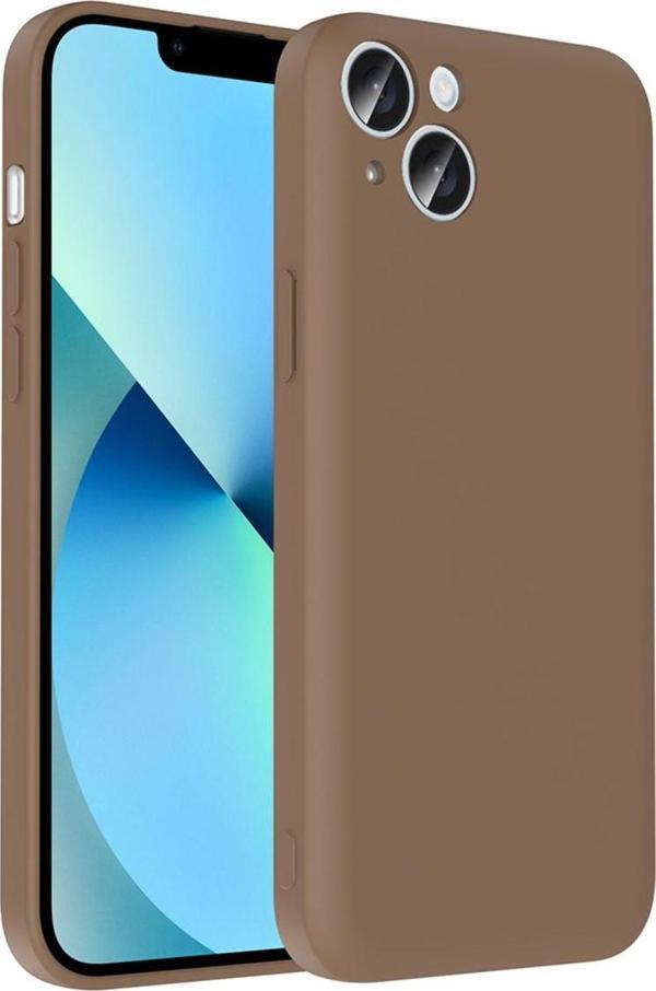 Kılıftech İphone 14 Kılıf Kamera Korumalı Kartlık Hazneli Kth Vitra Kapak - Kahverengi - Image 1