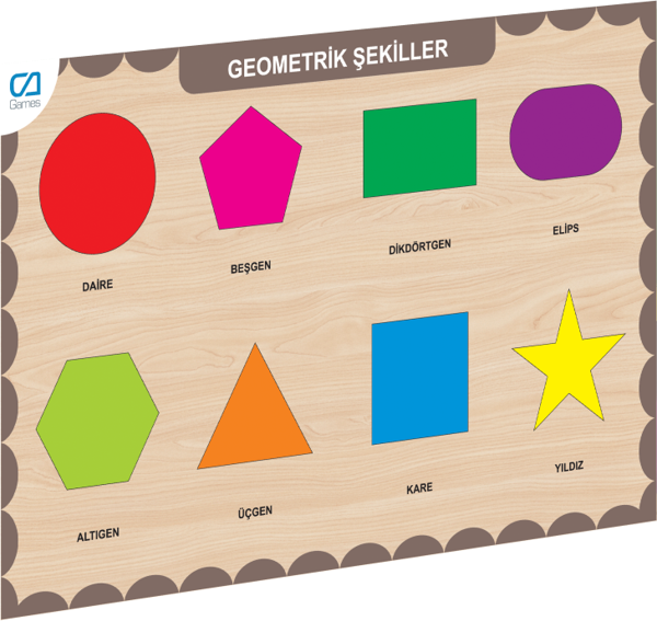 CAAHS-3204 CA GAMES AHŞAP GEOMETRİK ŞEKİLLER BUL-TAK Kız Erkek Çocuk Oyuncak Eğitici Oyuncaklar - Image 1