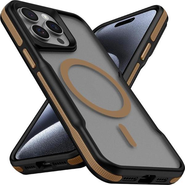 Kılıftech İphone 14 Pro Max Uyumlu Magsafe Şarj Özellikli Renkli Kenar Airbag Şeritli Zore Lamer Kapak-Titanyu - Image 1