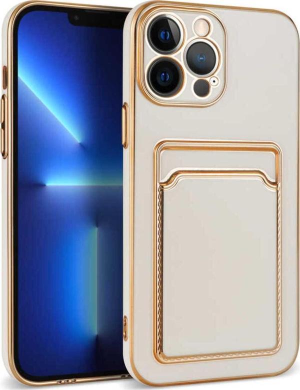 Riseofglc İphone 13 Pro Max Uyumlu Csm Zore Bark Kartlıklı Kılıf-Beyaz - Image 1