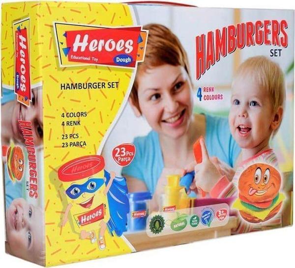 ERN-538 Heroes Hamburger Oyun Hamuru Seti Kız Erkek Çocuk Oyuncak Eğitici Oyuncaklar - Image 1
