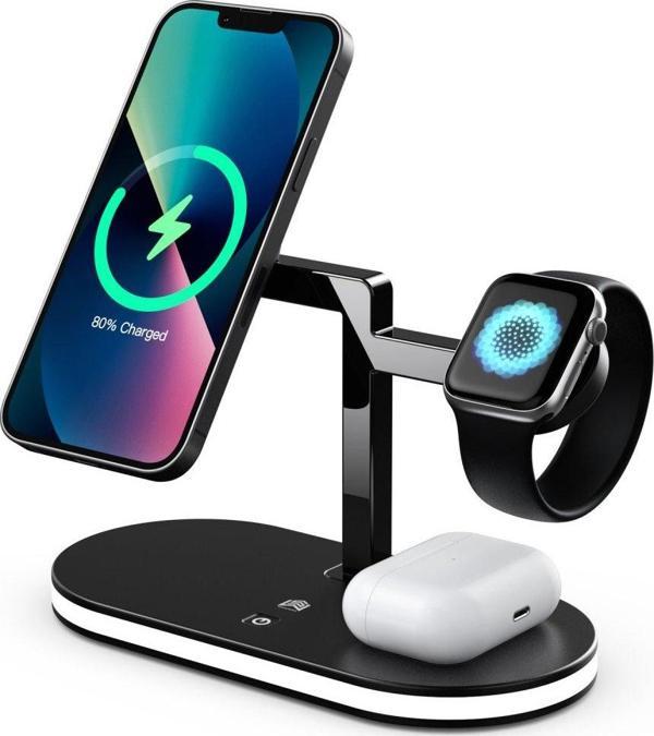 Konfulon Fuchsia Ym-Ud23 5İn1 Kablosuz Şarj Standı Led Lambalı Wireless Charging Station - Image 1