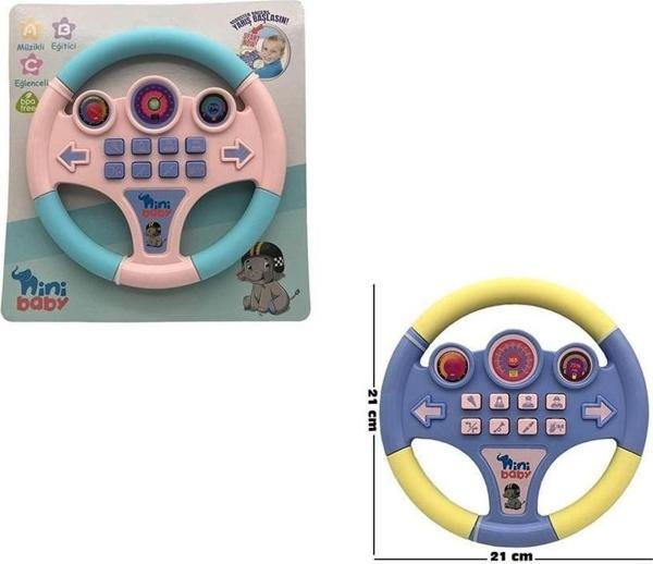 Nini Baby Direksiyon Eğitici Sesli Müzikli 21*21cm 8 Tuşlu Oyuncak Direksiyon Kız Erkek Çocuk Oyunca - Image 1